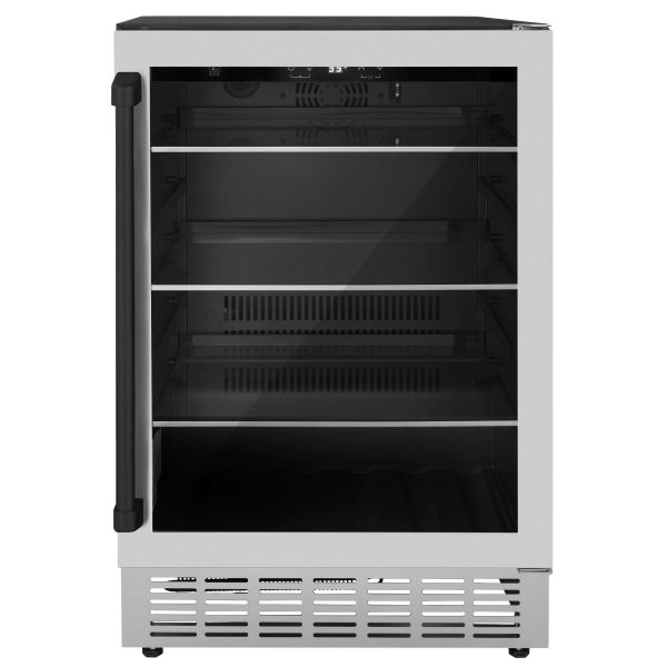 ZLINE Autograph Edition 24 in. Monument 154 Can Beverage Fridge in Stainless Steel with Matte Black Accents (RBVZ-US-24-MB) Online Hot Sale