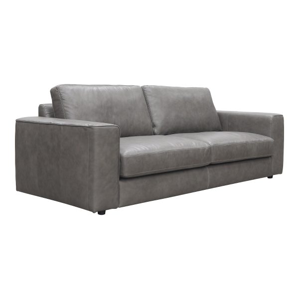 Moe s Home Collection Hansen Leather Sofa Concrete Gray Supply