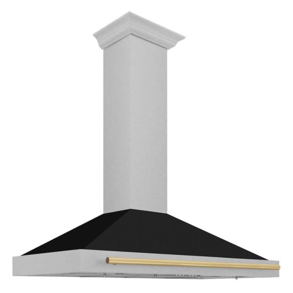 ZLINE Autograph Edition 48 in. Convertible Fingerprint Resistant DuraSnow® Stainless Steel Range Hood with Black Matte Shell and Accent Handle (KB4SNZ-BLM48) Online Hot Sale