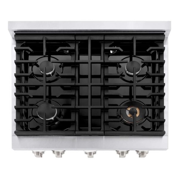 ZLINE 30 in. 4.2 cu. ft. Paramount Gas Range with 4 Burner Cooktop and Convection Gas Oven in DuraSnow® Stainless Steel with White Matte Door (SGRS-WM-30) Hot on Sale