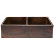 Premier Copper 33 in. Hammered Copper Apron Front 50 50 Double Basin Kitchen Sink (KA50DB33229) Supply