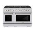 ZLINE 48 in. 6.7 cu. ft. Paramount Double Oven Gas Range in DuraSnow® Stainless Steel with 8 Brass Burners (SGRS-BR-48) Cheap