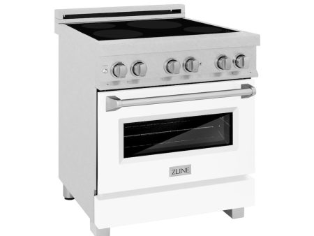 ZLINE 30 in. 4.0 cu. ft. Legacy Induction Range with 4 Element Cooktop and Electric Oven in DuraSnow® Stainless Steel and White Matte Door (RAINDS-WM-30) Sale