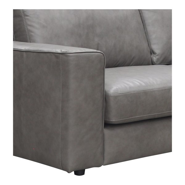 Moe s Home Collection Hansen Leather Sofa Concrete Gray Supply