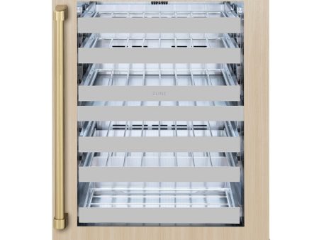 ZLINE Autograph Edition 24 in. Touchstone Dual Zone 44 Bottle Wine Cooler With Panel Ready Glass Door And Champagne Bronze Handle (RWDPOZ-24-CB) Hot on Sale