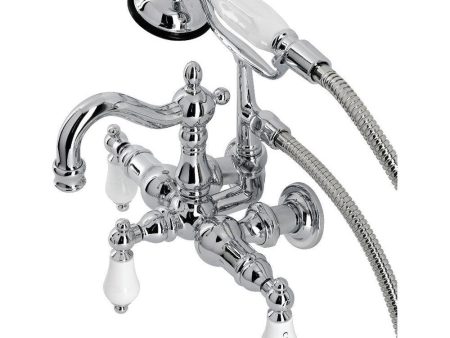 Kingston Brass Heritage 3-3 8  Tub Wall Mount Clawfoot Tub Faucet with Hand Shower Discount