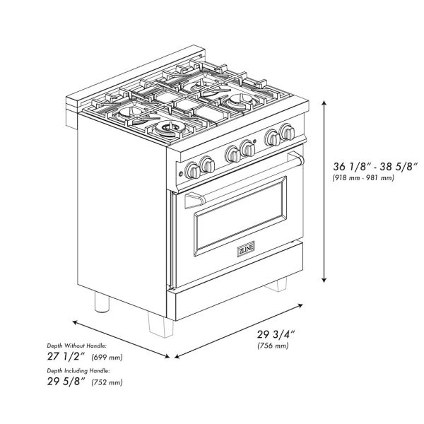 ZLINE Autograph Edition 30 in. 4.0 cu. ft. Legacy Dual Fuel Range with 4 Burner Gas Cooktop and Electric Convection Oven in Stainless Steel with White Matte Door and Polished Gold Accents (RAZ-WM-30-G) Supply