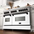 ZLINE Autograph Edition 60 in. 7.4 cu. ft. Legacy Dual Fuel Range with 9 Burner Gas Cooktop and 2 Electric Convection Ovens in DuraSnow® Stainless Steel with White Matte Doors and Matte Black Accents (RASZ-WM-60-MB) Online