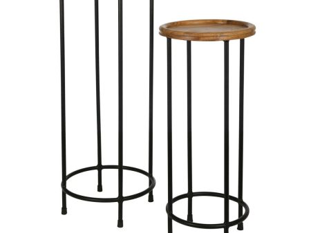 Sagebrook Home Set of 2 Wood and Metal 10 12 in. Plant Stands Hot on Sale