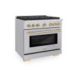 ZLINE Autograph Edition 36 in. 5.2 cu. ft. Paramount Gas Range with 6 Burner Cooktop and Convection Gas Oven in Stainless Steel and Polished Gold Accents (SGRZ-36-G) Cheap