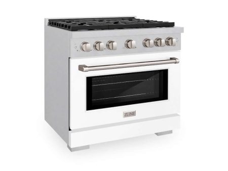 ZLINE 36 in. 5.2 cu. ft. Paramount Gas Range with 6 Burner Cooktop and Convection Gas Oven in DuraSnow® Stainless Steel with White Matte Door (SGRS-WM-36) on Sale