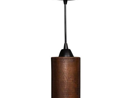 Premier Copper 4 in. Hammered Copper Round Cylinder Pendant Light (L700DB) Cheap