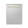 ZLINE Autograph Edition 24 in. Tallac Series 3rd Rack Top Control Built-In Tall Tub Dishwasher in Stainless Steel with Polished Gold Handle, 51dBa (DWVZ-304-24-G) Fashion