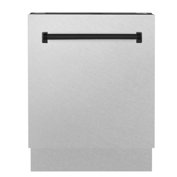 ZLINE Autograph Edition 24 in. Tallac Series 3rd Rack Top Control Built-In Tall Tub Dishwasher in Fingerprint Resistant Stainless Steel with Matte Black Handle, 51dBa (DWVZ-SN-24-MB) Discount