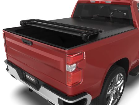 oEdRo Soft Quad Fold Truck Bed Tonneau Cover Compatible with 2019-2024 Chevy Silverado GMC Sierra 1500 New Body Style Without Multi-Flex Tailgate, Fleetside 6.6 Feet Bed - new Online now