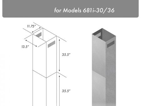 ZLINE 71 in. Extended Chimney (2PCEXT-681i-30 36) For Sale