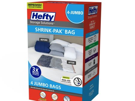 Hefty Shrink-Pak 4 Jumbo Vacuum Compression Storage Bags, Closet Organizer - new on Sale