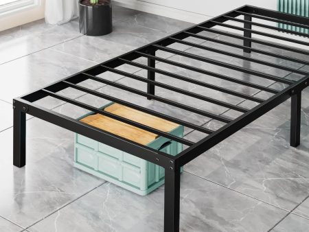 CUANBOZAM Twin Bed Frame - Heavy Duty Metal Platform Bed Frames Twin Size with Storage Space Under Frame, 14 Inches, Sturdy Steel Slat Support, No Box Spring Needed - new Discount