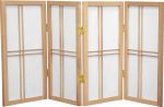 2 ft. Short Desktop Double Cross Shoji Screen - Natural - 4 Panels - new For Cheap