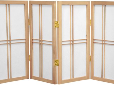 2 ft. Short Desktop Double Cross Shoji Screen - Natural - 4 Panels - new For Cheap