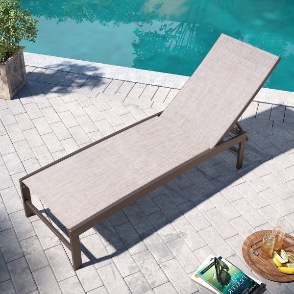 Pellebant Outdoor Chaise Lounge Aluminum Patio Adjustable Chair,Beige - new Online now