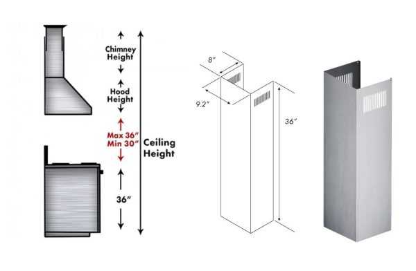 ZLINE 1-36 in. Chimney Extension for 9 ft. to 10 ft. Ceilings (1PCEXT-KB KL2 KL3-304) Online now