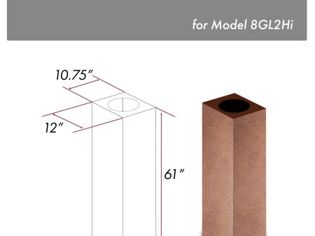 ZLINE 61 in. Hand Hammered Copper Finished Chimney Extension for Ceilings up to 12.5 ft. (8GL2Hi-E) Fashion