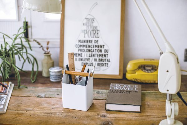 Pen + Desk Organizer - Two Sizes - Steel + Wood on Sale