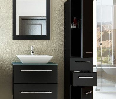 24 inch Carina Single Vessel Sink Wall Mounted Modern Bathroom Vanity Cabinet with Glass Top Model Sale