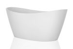 Empava 67  Made in USA Luxury Freestanding Bathtub Soaking SPA Flat Bottom Stand Alone Tub Modern Style with Custom Contemporary Design in White Acrylic EMPV-FT1518 Hot on Sale