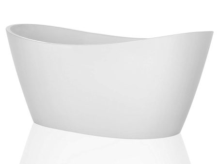 Empava 67  Made in USA Luxury Freestanding Bathtub Soaking SPA Flat Bottom Stand Alone Tub Modern Style with Custom Contemporary Design in White Acrylic EMPV-FT1518 Hot on Sale