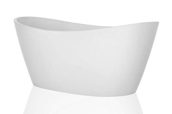 Empava 67  Made in USA Luxury Freestanding Bathtub Soaking SPA Flat Bottom Stand Alone Tub Modern Style with Custom Contemporary Design in White Acrylic EMPV-FT1518 Hot on Sale