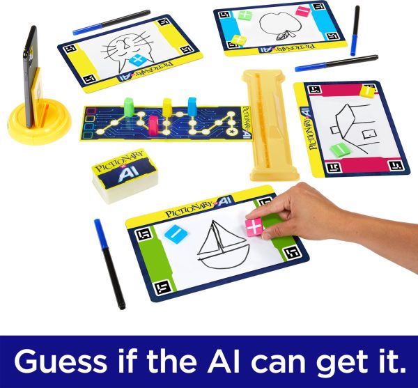 Mattel Games Pictionary Vs. AI Family Game for Game Nights with Kids, Adults & Families Using Artificial Intelligence for 2 to 4 Players - new Supply