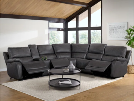 Wylder Leather Power Reclining Sectional with Power Headrests - new Discount