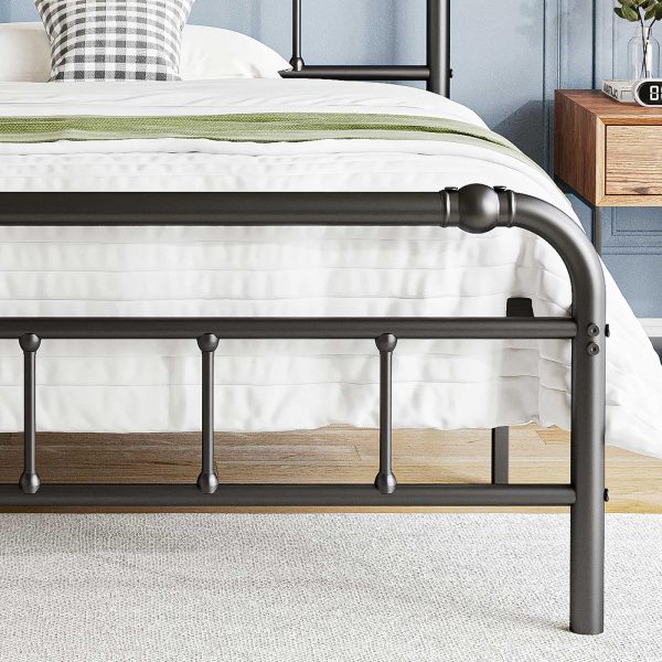 Uliesc King Size Bed Frame with Headboard and Footboard, No Box Spring Needed Heavy Duty Metal Platform, Premium Steel Slat Support, Black Iron-Art Bed Frame——14“ High - new on Sale