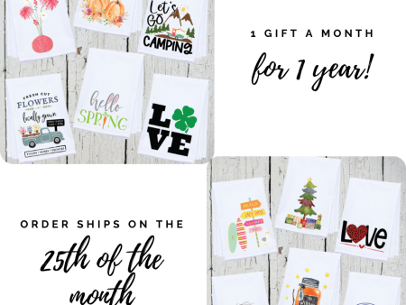 1 Year  Towel of the Month Box - Seasonal Kitchen Edition  Gift Subscription Sale