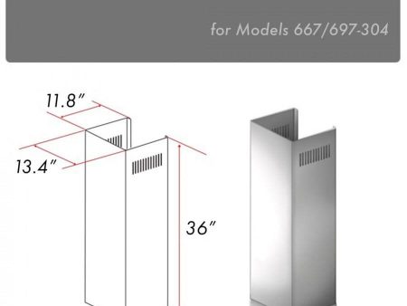 ZLINE 1-36 in. Chimney Extension for 9 ft. to 10 ft. Ceilings (1PCEXT-667 697-304) Sale