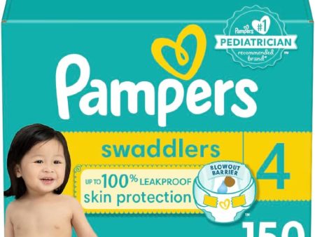 Pampers Swaddlers Diapers - Size 4, One Month Supply (150 Count), Ultra Soft Disposable Baby Diapers - open_box Discount