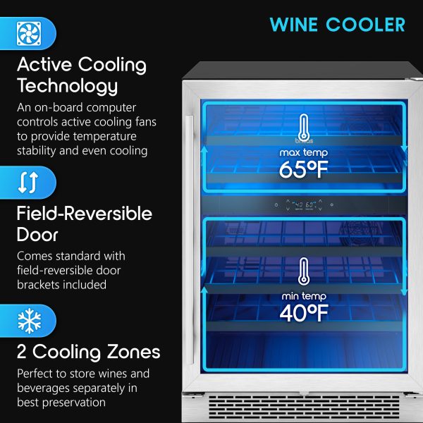 Zephyr Brisas 24 Inch Brisas Dual Zone Wine Cooler From cool to cold, two temperature zones give you tons of flexibility when storing red and white and pink wines. - open_box Online Hot Sale