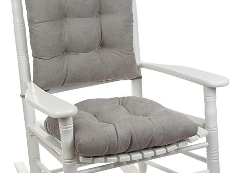 Klear Vu Omega Non-Slip Rocking Chair Cushion Set with Thick Padding and Tufted Design, Includes Seat Pad & Back Pillow with Ties for Living Room Rocker, 17x17 Inches, 2 Piece Set, Gray - new Cheap