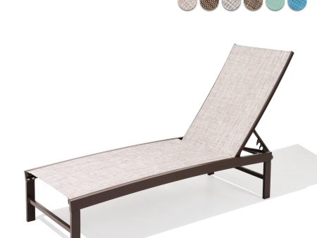 Pellebant Outdoor Chaise Lounge Aluminum Patio Adjustable Chair,Beige - new Online now