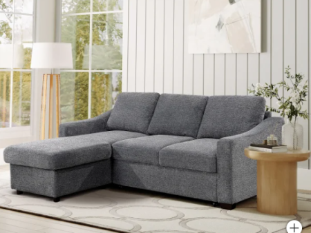 Coddle Aria Fabric Sleeper Sofa with Reversible Chaise and Storage, Gray - new Online Sale