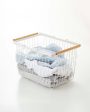 Wire Basket - Two Sizes - Steel + Wood For Sale