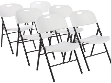 (Set of 6) Amazon Basics Folding Plastic Chair with 350-Pound Capacity - White - new on Sale