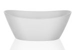 Empava 67  Made in USA Luxury Freestanding Bathtub Soaking SPA Flat Bottom Stand Alone Tub Modern Style with Custom Contemporary Design in White Acrylic EMPV-FT1518 Hot on Sale