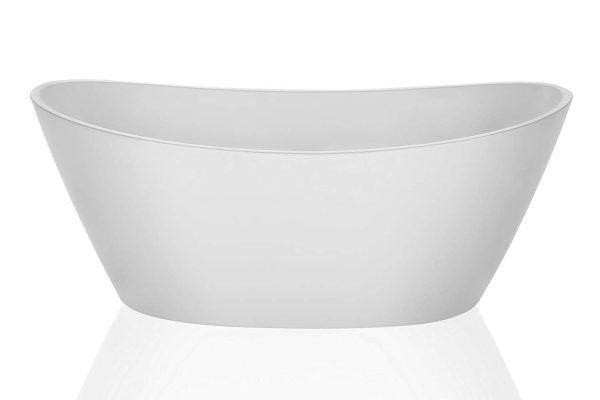 Empava 67  Made in USA Luxury Freestanding Bathtub Soaking SPA Flat Bottom Stand Alone Tub Modern Style with Custom Contemporary Design in White Acrylic EMPV-FT1518 Hot on Sale