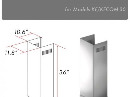 ZLINE 1-36 in. Chimney Extension for 9 ft. to 10 ft. Ceilings (1PCEXT-KE KECOM-30) For Sale