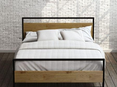 Suzanne Metal and Wood Platform Bed Frame with Footboard Discount