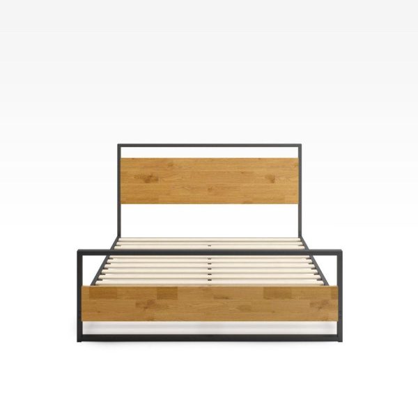 Suzanne Metal and Wood Platform Bed Frame with Footboard Discount