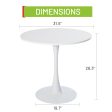 FurnitureR 31.5  Mid-Century Round Dining Table for 2-4 People with Pedestal Base for Home Office Living Room Kitchen Leisure, 31.5 inches, White - new Online